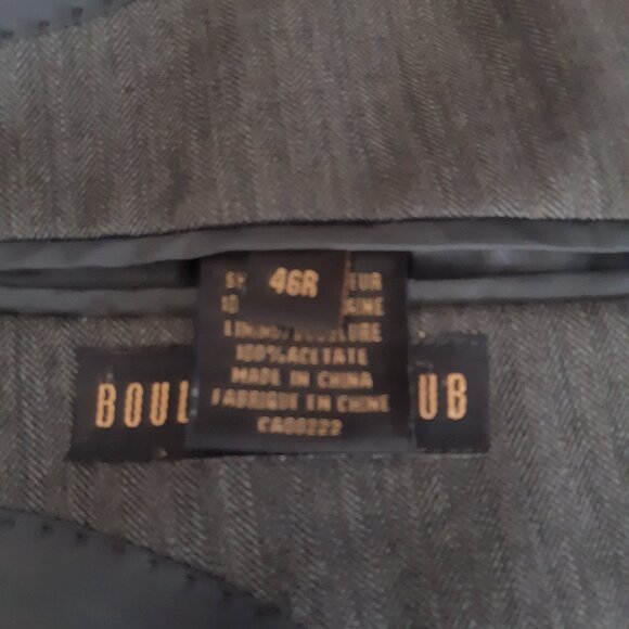 Boulevard Club SZ 46R 100% Wool Light Charcoal Herringbone Men's Sport Jacket - Picture 7 of 14